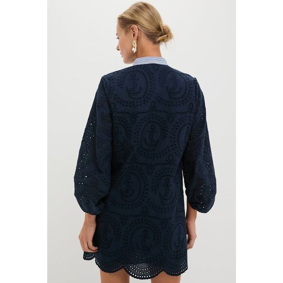 TUCKERNUCK Navy Nautical Eyelet Mini Calliope Dress Size S NWT - Picture 2 of 7